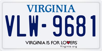 VA license plate VLW9681