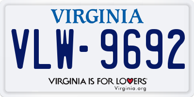 VA license plate VLW9692