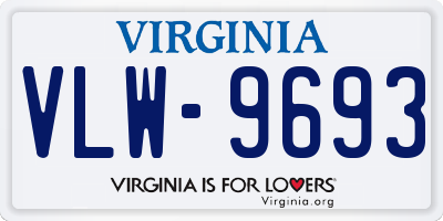 VA license plate VLW9693