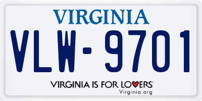 VA license plate VLW9701