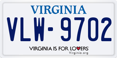 VA license plate VLW9702