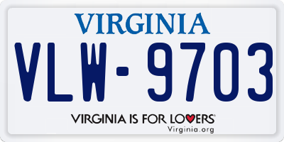 VA license plate VLW9703