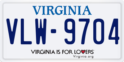 VA license plate VLW9704