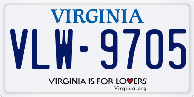 VA license plate VLW9705