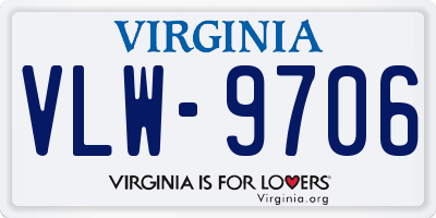 VA license plate VLW9706