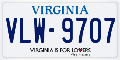 VA license plate VLW9707