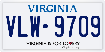 VA license plate VLW9709