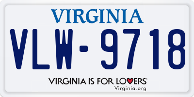 VA license plate VLW9718