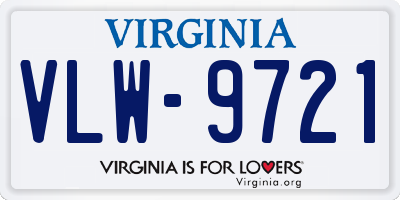 VA license plate VLW9721