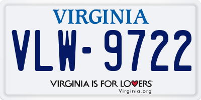 VA license plate VLW9722