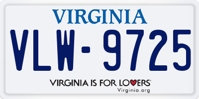 VA license plate VLW9725