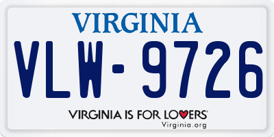 VA license plate VLW9726