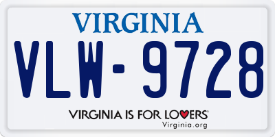 VA license plate VLW9728