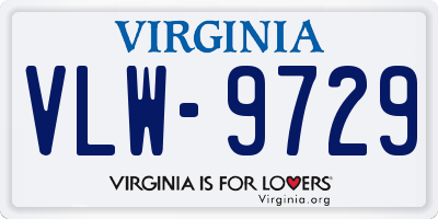 VA license plate VLW9729