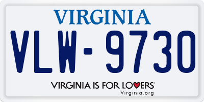 VA license plate VLW9730