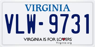 VA license plate VLW9731