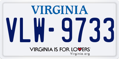 VA license plate VLW9733