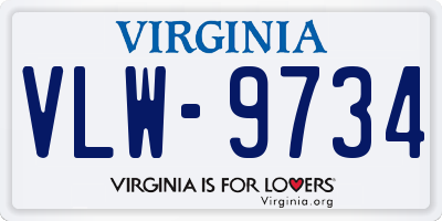 VA license plate VLW9734