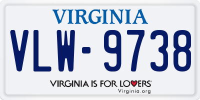 VA license plate VLW9738