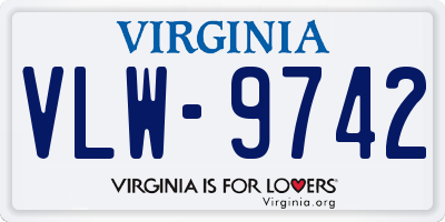 VA license plate VLW9742