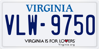 VA license plate VLW9750