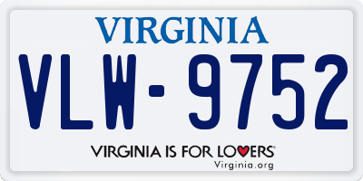 VA license plate VLW9752