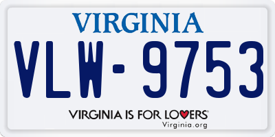 VA license plate VLW9753