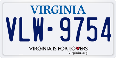 VA license plate VLW9754