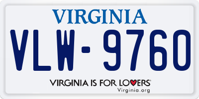 VA license plate VLW9760