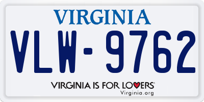 VA license plate VLW9762