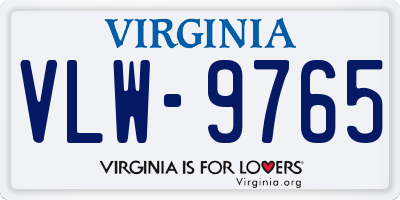 VA license plate VLW9765