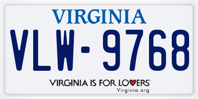 VA license plate VLW9768