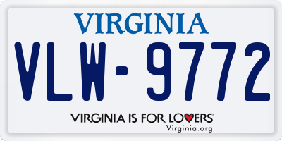 VA license plate VLW9772