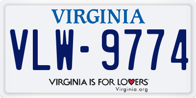 VA license plate VLW9774