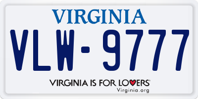 VA license plate VLW9777