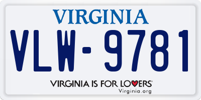 VA license plate VLW9781