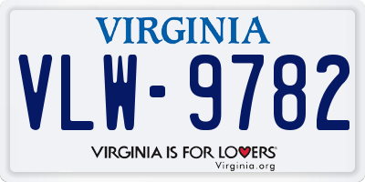 VA license plate VLW9782