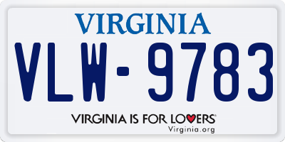 VA license plate VLW9783