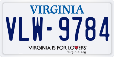 VA license plate VLW9784