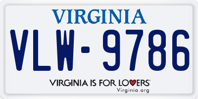 VA license plate VLW9786