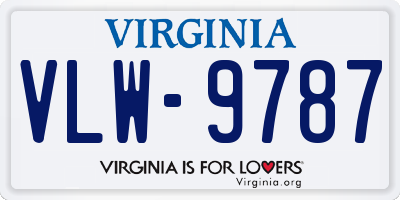 VA license plate VLW9787