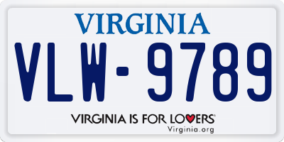 VA license plate VLW9789