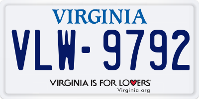 VA license plate VLW9792