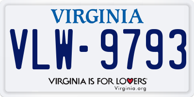 VA license plate VLW9793