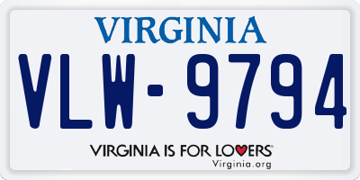 VA license plate VLW9794