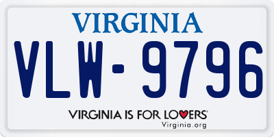 VA license plate VLW9796