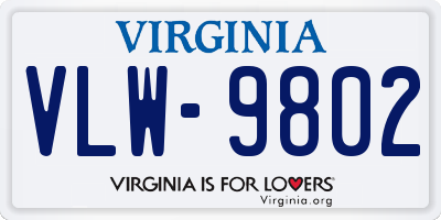 VA license plate VLW9802