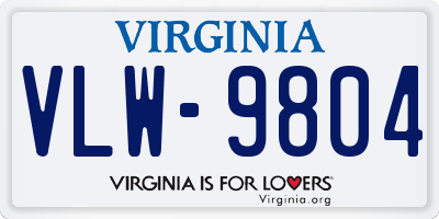 VA license plate VLW9804