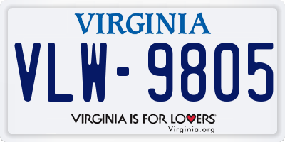 VA license plate VLW9805