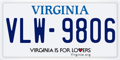 VA license plate VLW9806